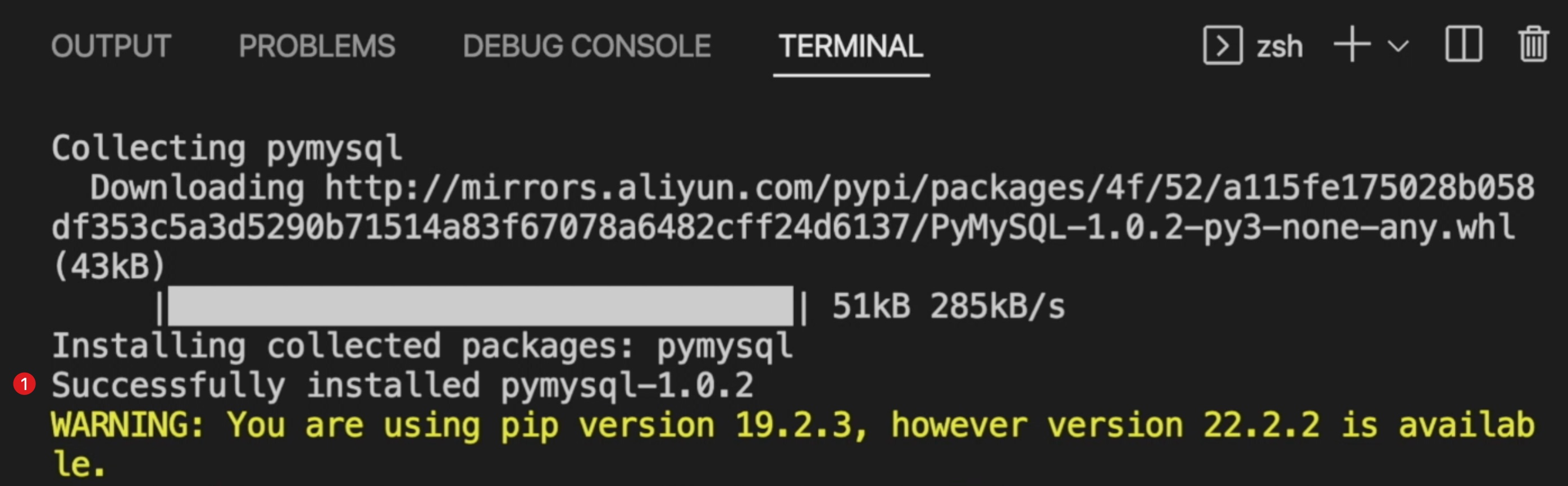 05成功安装pymysql